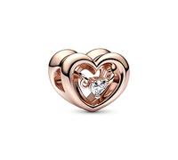 Pandora Moments Charm Cœur ouvert en métal plaqué or rose 14 carats avec zircones cubiques transparentes