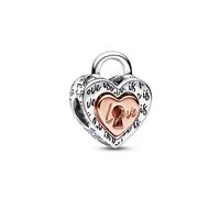 Pandora Moments Charm Cœur séparable Cadenas en argent sterling et métal plaqué or rose 14 carats