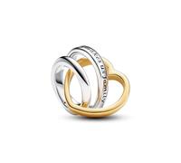 Pandora Moments Charm Cœurs entrelacés en argent sterling et en métal plaqué or 14 carats