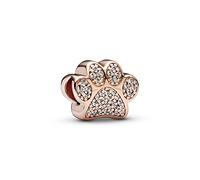 Pandora Moments Charm Empreinte de Patte en métal plaqué or rose 14 carats avec zircones cubiques transparentes