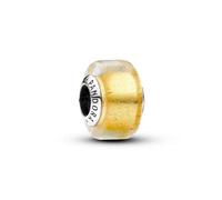Pandora Moments Charm en argent sterling avec verre de Murano transparent et feuille d’or 24 carats