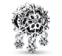 Pandora Moments Charm Flocon de neige givré en argent sterling avec cristal bleu pâle et cristal bleu glacé