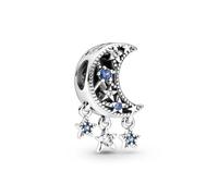 Pandora Moments Charm Lune et Étoiles en argent sterling avec cristal bleu et zircones cubiques transparentes