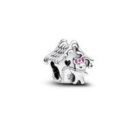 Pandora Moments Charm Maison en pain d’épices en argent sterling avec émail rose, rouge et vert