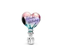 Pandora Moments Charm Montgolfière Joyeux Anniversaire en argent sterling avec émail transparent dégradé rose, violet et bleu