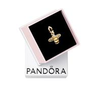 Pandora Moments Charm pendant Abeille en métal plaqué or 14 carats avec cristal noir et jaune soufre, zircones cubiques transparentes et émail noir
