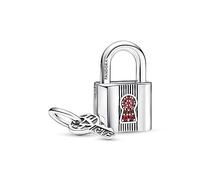 Pandora Moments Charm pendant Cadenas et clé en argent sterling avec cristal rouge