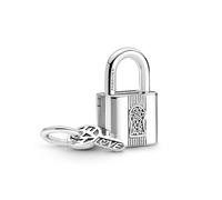 Pandora Moments Charm Chenille en argent sterling avec cristal noir, émail rose et rose foncé