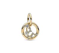 Pandora Charm pendentif Zodiaque Verseau en métal plaqué or 14 carats zircones transparentes