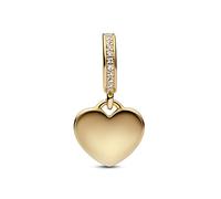 Pandora Moments Charm pendant gravable en métal plaqué or 14 carats avec zircones cubiques transparentes