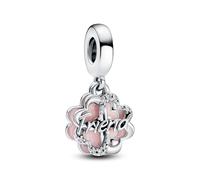 Pandora Moments Charm pendant inscription « Friend » (Ami(e)) en argent sterling avec zircones cubiques transparentes et émail rose scintillant