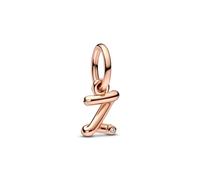 Pandora Moments Charm pendant Lettre z en métal plaqué or rose 14 carats avec zircones cubiques transparentes