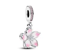 Pandora Moments Charm pendant mobile Fleur de cerisier en argent sterling avec zircones cubiques roses et émail rose dégradé