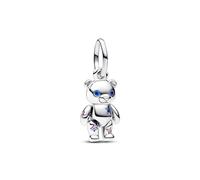 Pandora Moments Charm pendant Ourse en peluche en argent sterling orné de zircones cubiques roses et de cristal violet et bleu