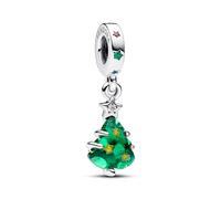 Pandora Moments Charm pendant Sapin de Noël en argent sterling avec zircones cubiques transparentes rouges, cristal bleu, vert et émail doré