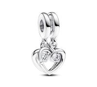 Pandora Moments Charm pendant séparable Cœurs en argent sterling avec zircones cubiques transparentes