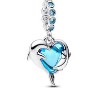 PANDORA Moments Charm pendentif dauphins, argent 925, verre