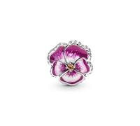 Pandora Charm Moments Pensée argent sterling – zircones, cristal orange, émail bleu/blanc
