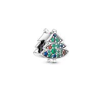Pandora Moments Charm Sapin de Noël en argent sterling avec cristal rouge, bleu et vert