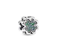Pandora Moments Charm séparable Trèfle à quatre feuilles en argent sterling avec cristaux vert clair et vert foncé