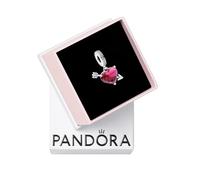 Pandora Charm pendentif Cœur et Flèche - Argent sterling, verre de Murano rouge, zircones cubiques