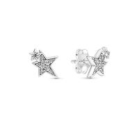 Pandora Moments Clous d’oreilles Étoiles asymétriques scintillantes en argent sterling avec zircones cubiques transparentes
