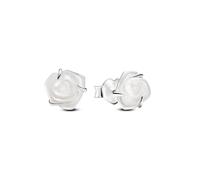 Pandora Moments Clous d’oreilles Rose blanche en argent sterling avec nacre artificielle en biorésine blanche
