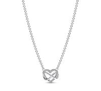 Pandora Moments Collier Cœur Infini Scintillant en argent sterling avec zircones cubiques transparentes,