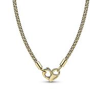 Pandora Collier Moments maille cloutée métal plaqué or 14 carats fermoir en forme de cœur 45 cm