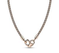 Pandora – Collier Moments maille cloutée métal plaqué or rose 14 carats fermoir cœur 45
