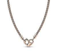 Pandora Moments Collier maille cloutée en métal plaqué or rose 14 carats avec fermoir en forme de cœur, 45