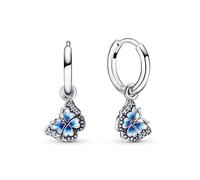 Pandora Moments Créoles Papillon en argent sterling avec zircones cubiques transparentes et émail bleu et blanc dégradé