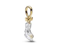 PANDORA Moments Disney 764327C01 Breloque en forme de chaussure de Cendrillon en argent sterling avec alliage plaqué or 14 carats et cristal de culture Compatible ME et Moments