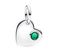 PANDORA Moments Mai 794295C05 Breloque en forme de cœur avec pierre verte en argent sterling avec cristal artificiel compatible ME et Moments