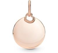 PANDORA Moments Pendentif rond gravable en métal plaqué or rose 14 carats,