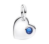 PANDORA Moments Septembre 794295C09 Pendentif en forme de cœur avec pierre bleue en argent sterling avec cristal artificiel Compatible ME et Moments