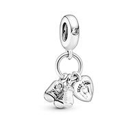 Pandora Moments Women's Sterling Silver Baby Bottle and Shoes Cubic Zirconia Dangle Charm for Bracelet