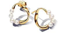 Pandora Organisch Geformter Kreis & Behandelte Süßwasserzuchtperlen Ohrringe 263276C01 Boucles d'oreille