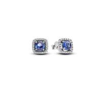 Pandora Clous d'Oreilles Halo Bleu Carré Scintillant one size