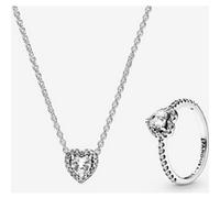 Pandora Parure Bague et Collier Cœur Surélevé one size