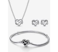 Pandora Parure Bracelet, Collier et Clous d'Oreilles Cœur Infini Scintillants one size