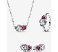 Pandora Parure Collier, Clous d'Oreilles & Bague Cœurs Halo