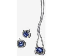 Pandora Parure Collier & Clous d'Oreilles Halo Bleu Carré Scintillant one size