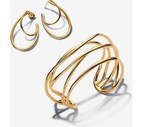 Pandora Parure Créoles & Bracelet Jonc Ouvert Fil de Forme Organique one size