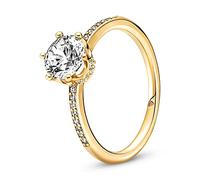 Pandora Passions Bague Couronne en métal plaqué or 14 carats avec zircones cubiques transparentes