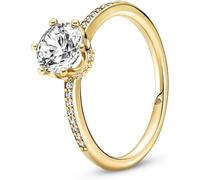 Pandora Passions Bague Couronne en métal plaqué or 14 carats avec zircones cubiques transparentes