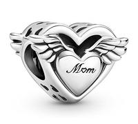 Pandora Passions Charm Cœur ailé avec inscription « Mom » (Maman) en argent sterling