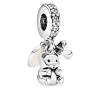 Pandora Passions Charm pendant en argent avec zircones cubiques transparentes et émail argenté