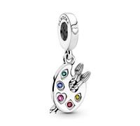 Pandora Passions Charm pendant Palette d’artiste en argent sterling avec zircones cubiques rouges et cristal rose, jaune, vert et bleu