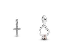 Pandora Pendentif croix 397571CZ femme argent & 787247NLCMX pendentif en argent avec zircon rose Reflections of Love